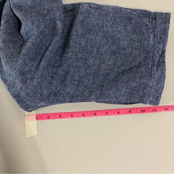 Old Navy Harper Pull On Linen Pants Womens 14 Blue Pockets Stretch Waist - Picture 9 of 11